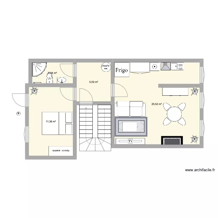 R+2 vendome. Plan de 4  et 45 m²