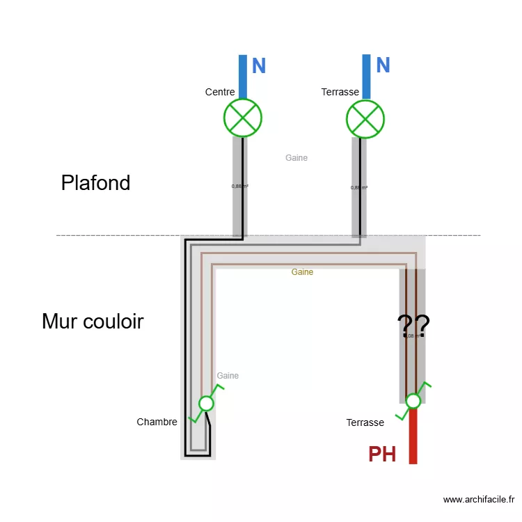 Electricité couloir D. Plan de Electricité couloir D. Plan de