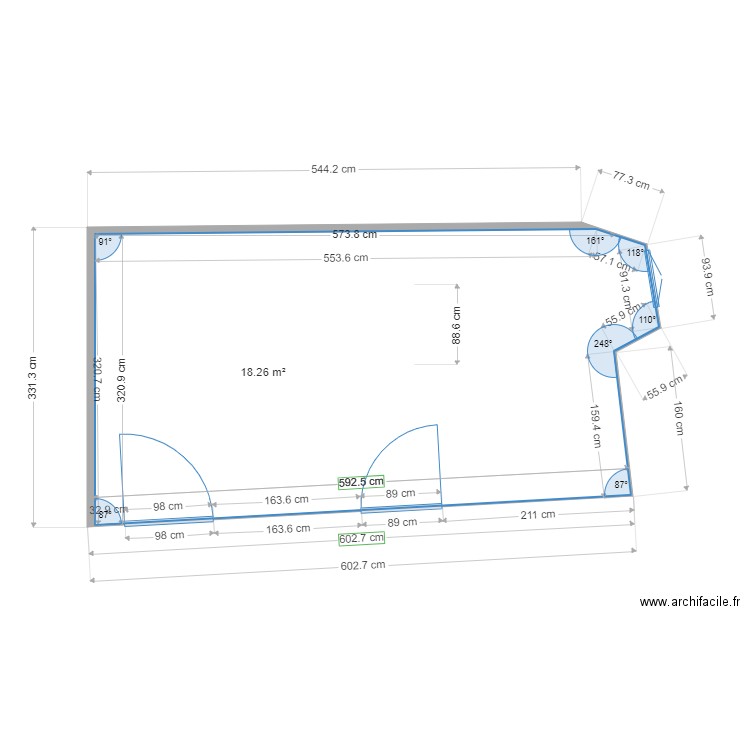 testPont henri-3. Plan de 1 pièce et 18 m2