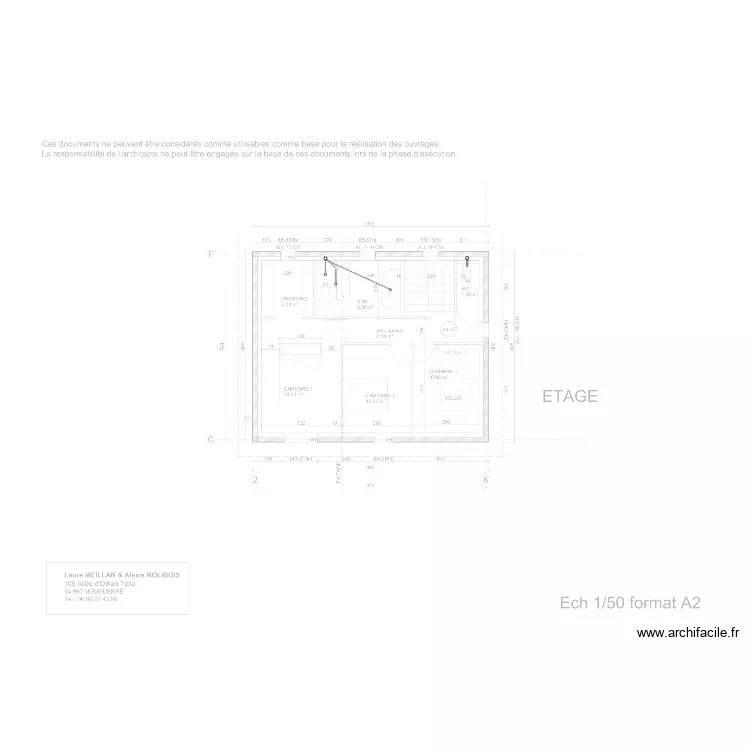 Plan R&eacute;seaux eaux us&eacute;es &eacute;tage. Plan de 