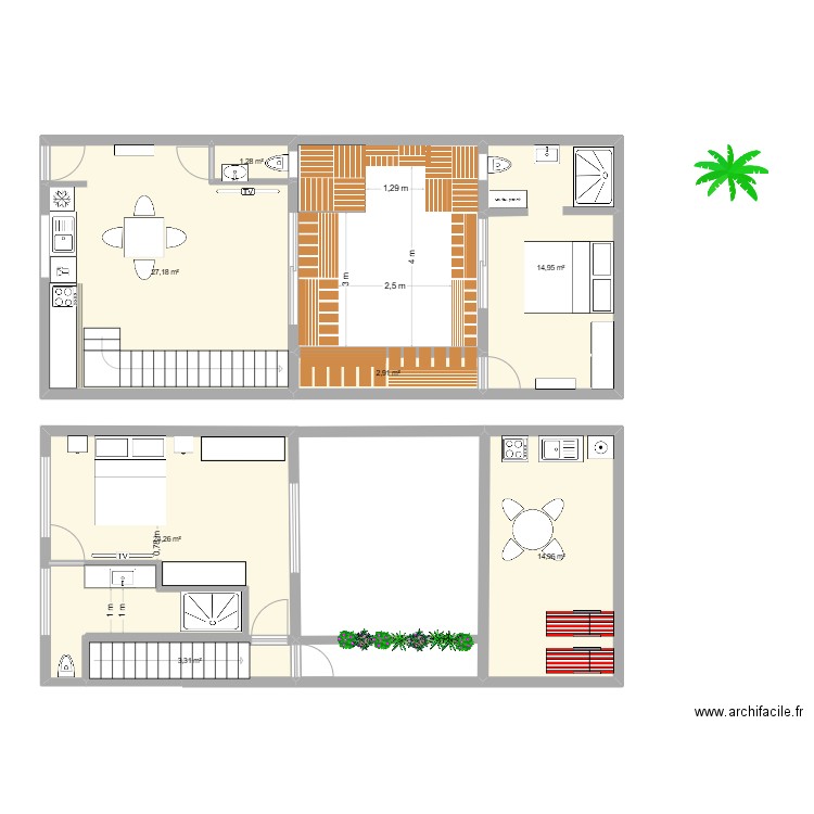 maison talborjt 3eme version. Plan de 6 pièces et 86 m2