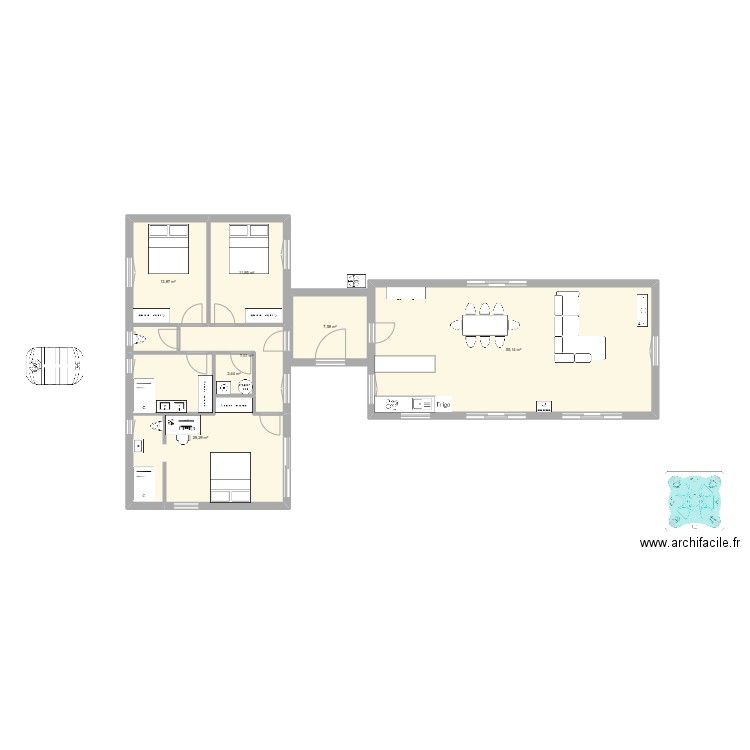 KOYA 2. Plan de 7 pièces et 127 m2