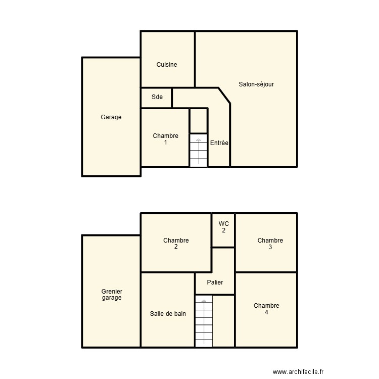 ERGUE GABERIC LEBLANC. Plan de 16 pièces et 55 m2