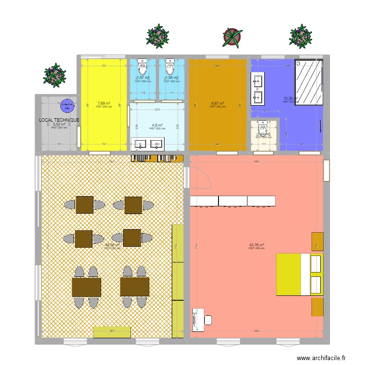 CHAMBRE+ SALLE REPAS. Plan de 10 pièces et 132 m2