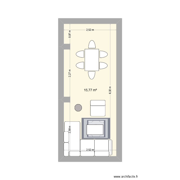 Antibes terrasse. Plan de 1 pièce et 16 m2