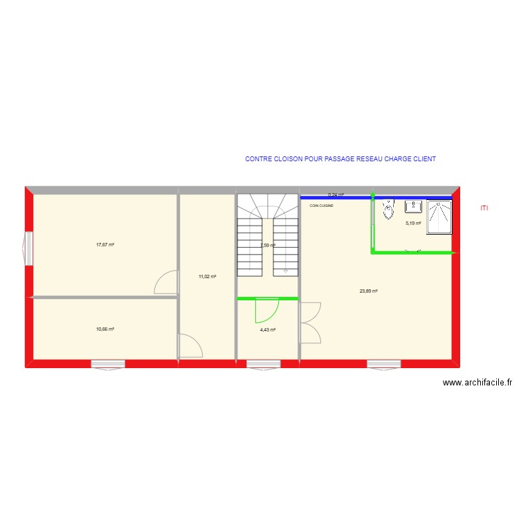 T2 R1 MAISON DE MAITRE. Plan de 8 pièces et 81 m2