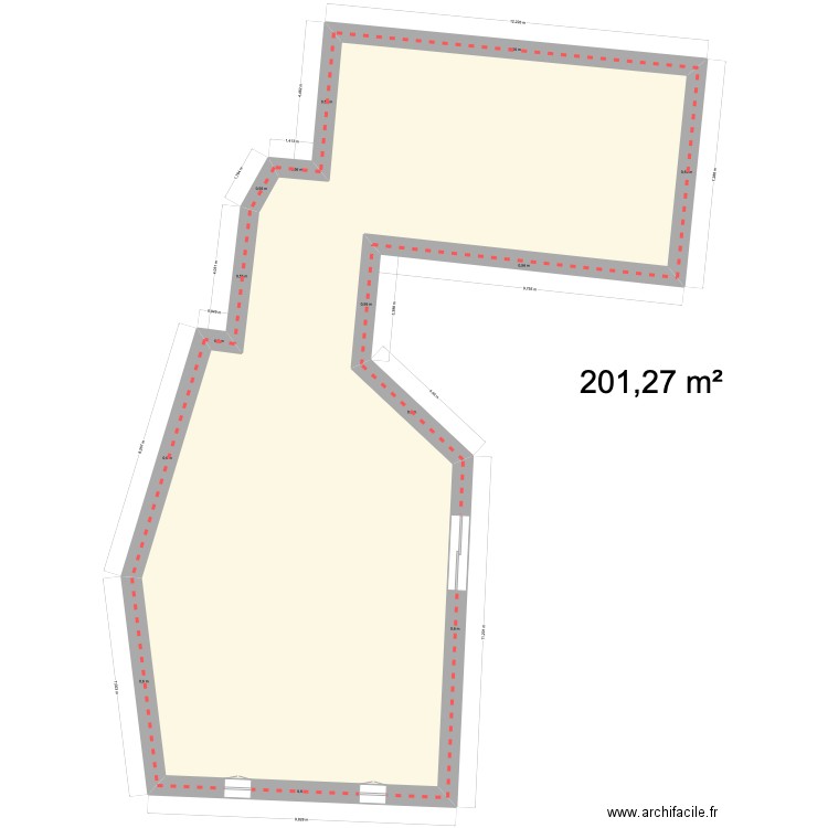 Grange. Plan de 1 pièce et 201 m2