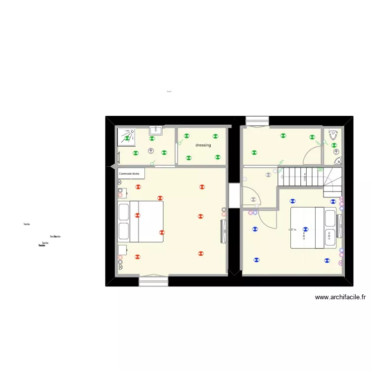 IMPLANTATION LUMIERES ETAGE. Plan de 1 Pièce et 60 m² IMPLANTATION LUMIERES ETAGE. Plan de 1 Pièce et 60 m²
