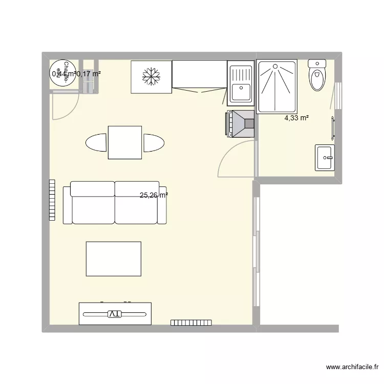 studio sebastopol. Plan de 4  et 30 m²