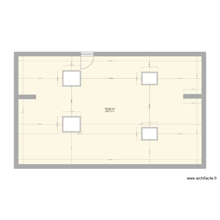 comble de jean velux. Plan de 1 pièce et 76 m²