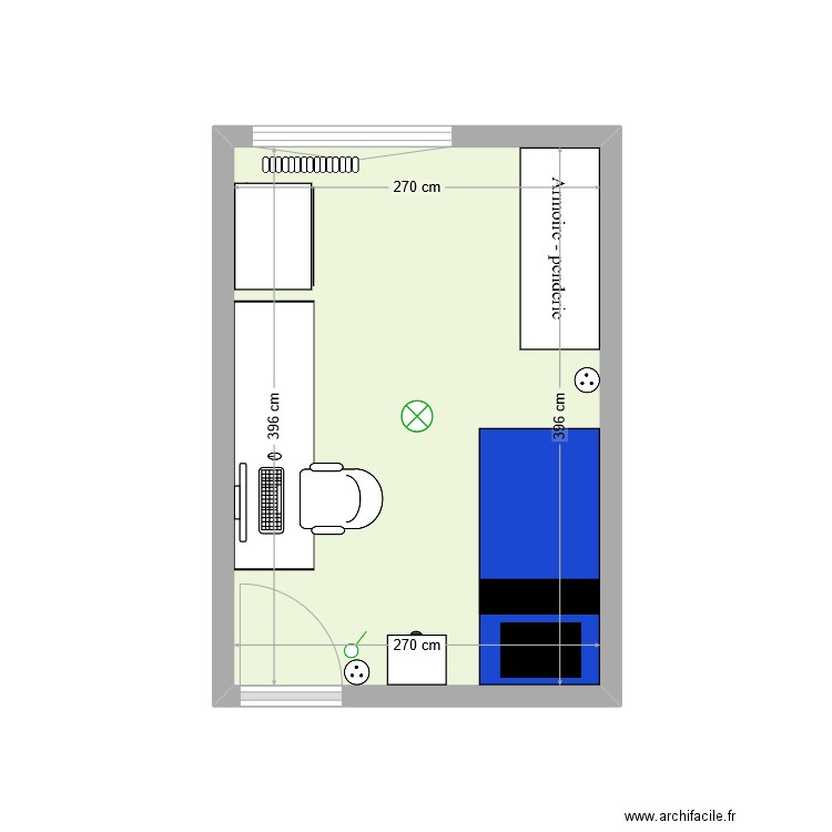 Chambre Alicia. Plan de 1 pièce et 11 m2