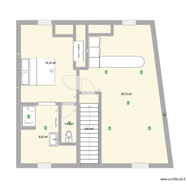 SAILLAC Aménagement grenier. Plan de 5 pièces et 61 m2