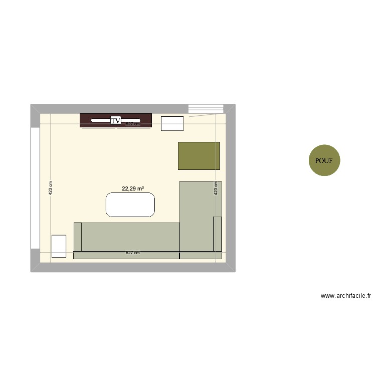 La rémondière - TV Room V3 - FINAL !. Plan de 1 pièce et 22 m2