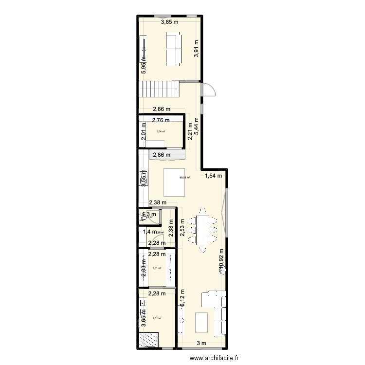 MAISON ORL. Plan de 6 pièces et 92 m2