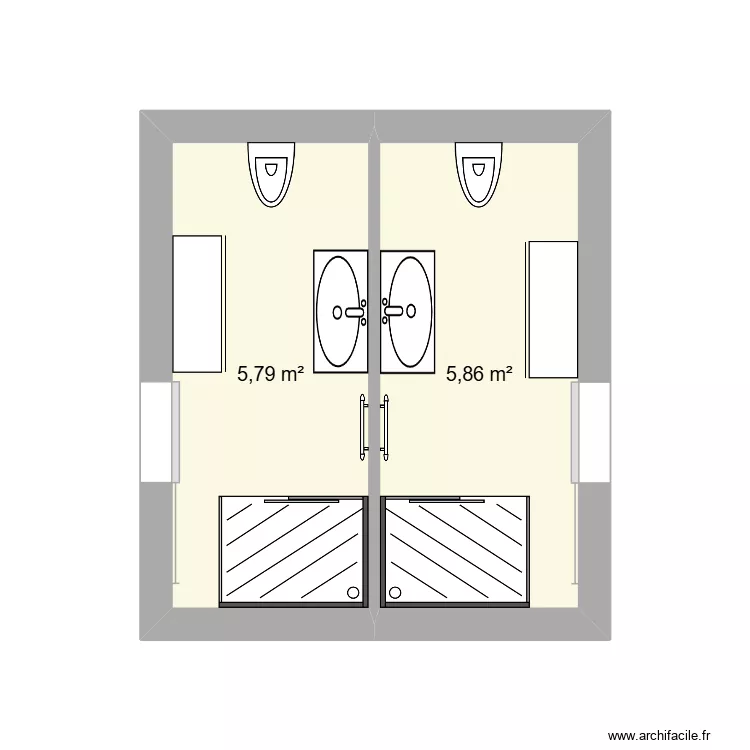 SDB haut. Plan de 2  et 12 m²