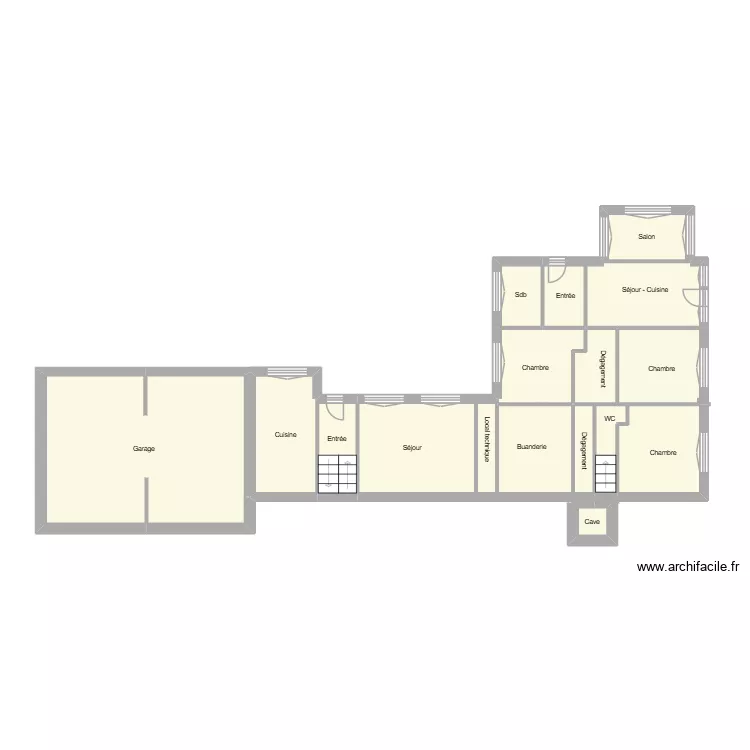 RDC 01. Plan de 17 Pièces et 61 m²