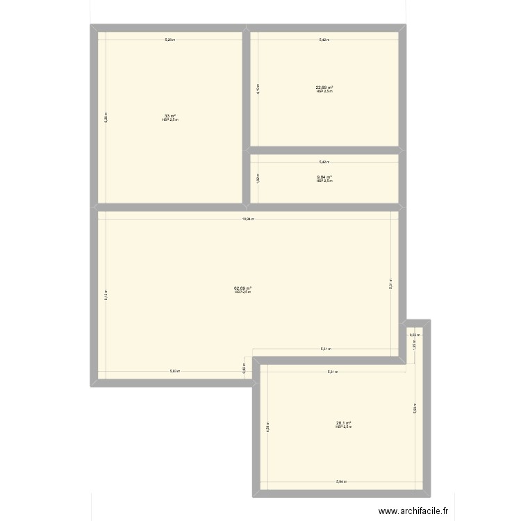 last simple. Plan de 5 pièces et 156 m2
