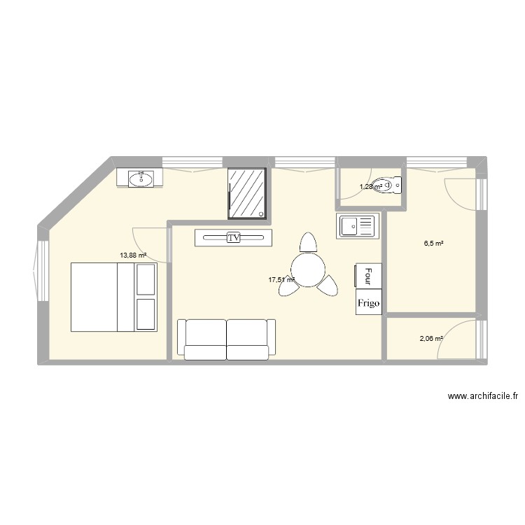 laragne20. Plan de 5 pièces et 41 m2