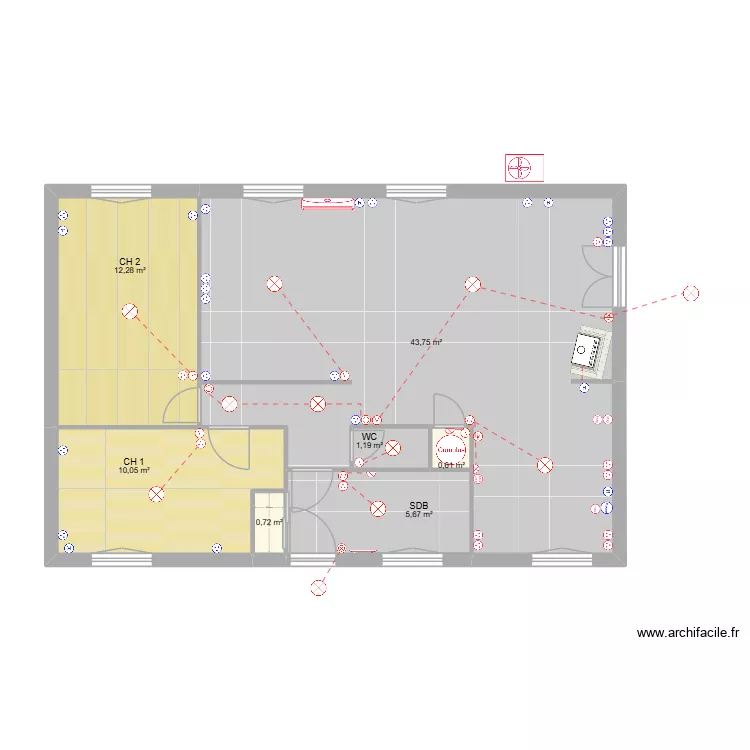 Maison St Aunis Electricit&eacute; implantation. Plan de 