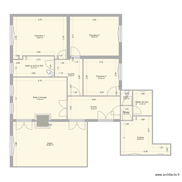 Lacépède Draft. Plan de 12 pièces et 124 m2