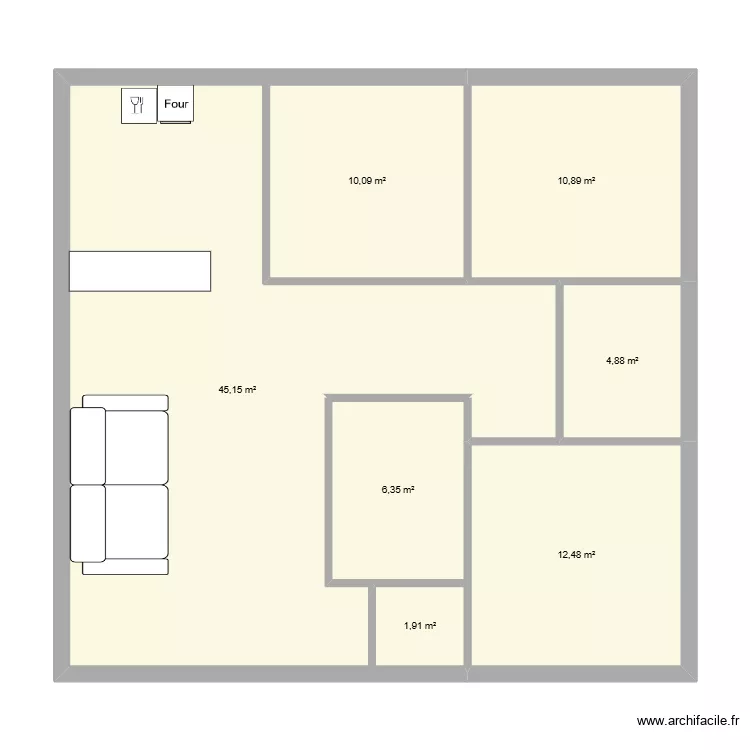 carree 95m2. Plan de 7  et 92 m²