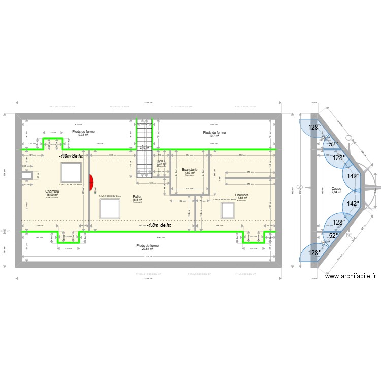 ML24015289 . Plan de 22 pièces et 218 m2
