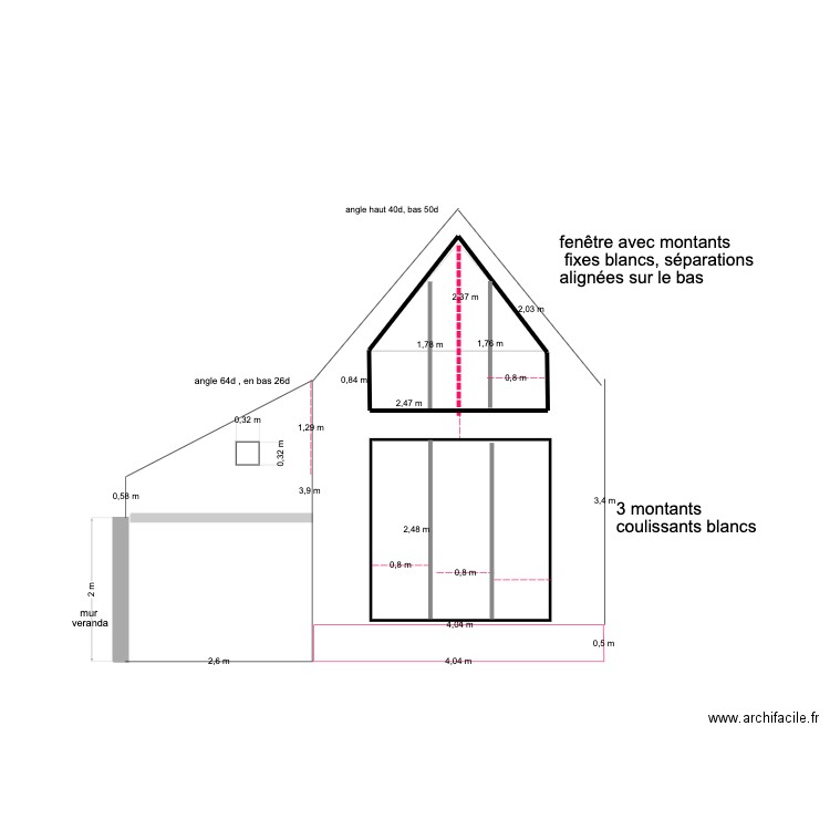 pignon ouest simulation ouverture . Plan de 0 pièce et 0 m2