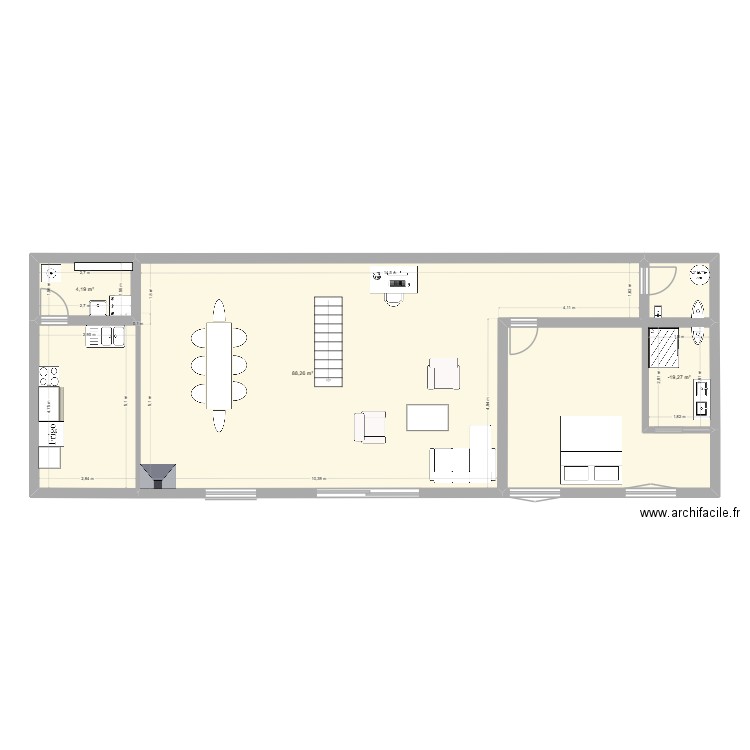 SaintPhi-1. Plan de 3 pièces et 98 m2