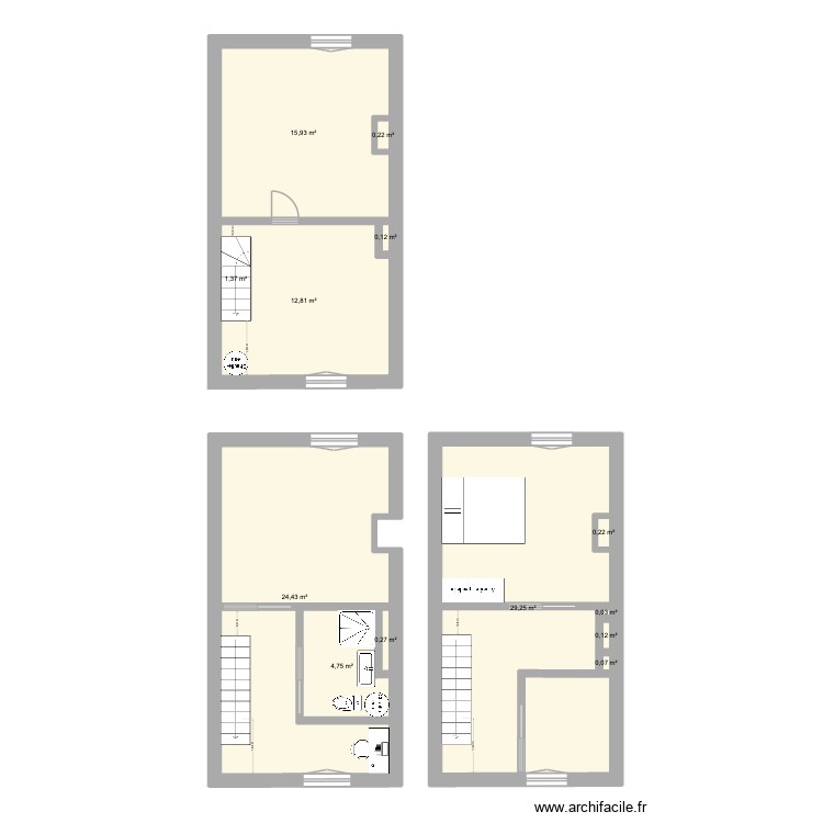 1ere Etage Paskale. Plan de 0 pièce et 0 m2