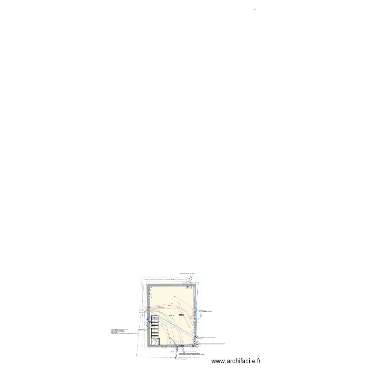 6 avril RDC prises et éclairage. Plan de 1 pièce et 37 m2