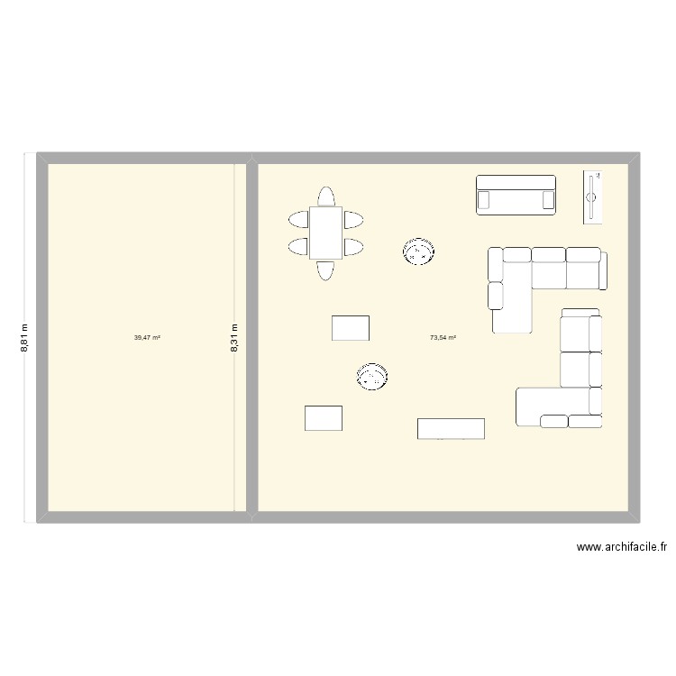 maison. Plan de 2 pièces et 113 m2