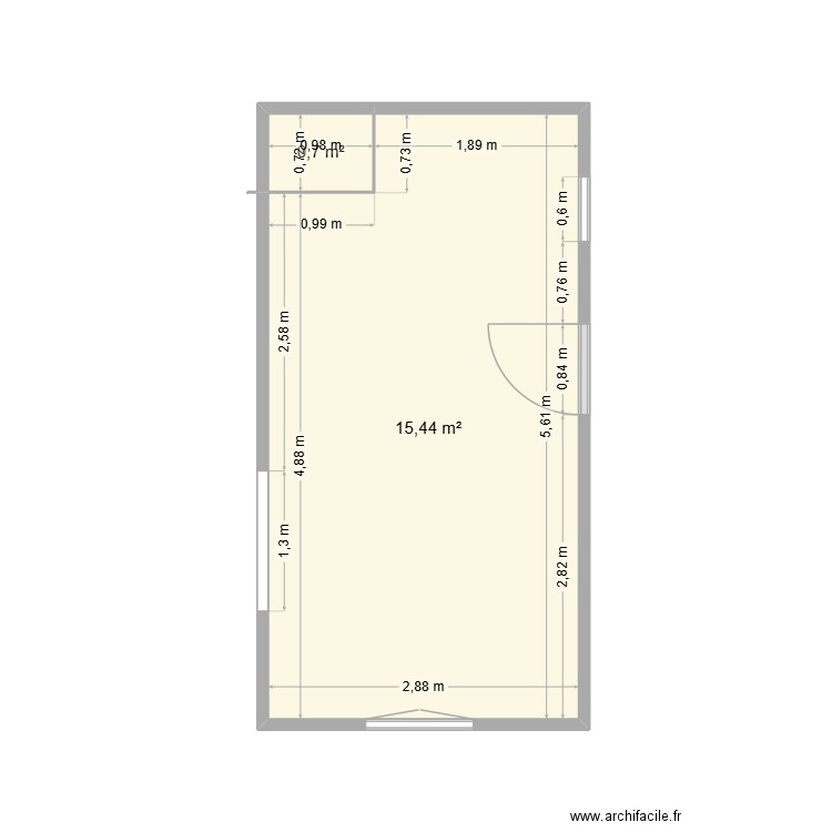 Projet_Cuisine. Plan de 2 pièces et 16 m2