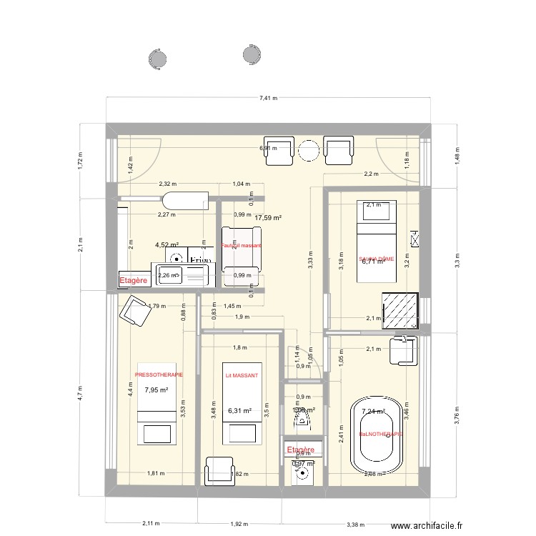 Ahava AUTONOME. Plan de 8 pièces et 52 m2