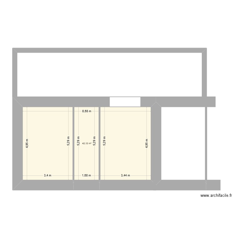 maison mamie plan acuel. Plan de 1 pièce et 42 m2