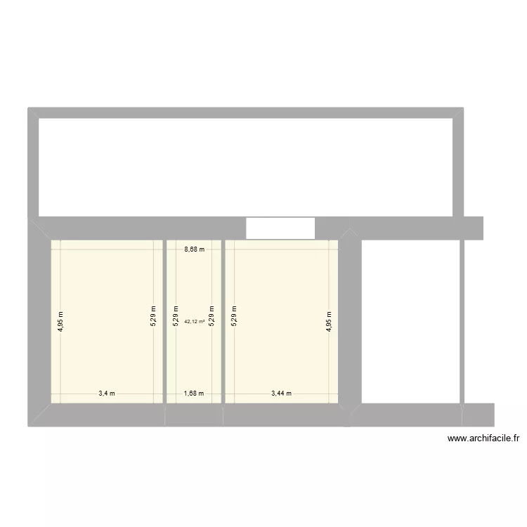 maison mamie plan acuel. Plan de 1  et 42 m²