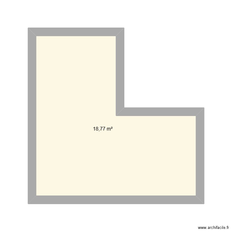 RECTANGLE L. Plan de 1 pièce et 19 m2