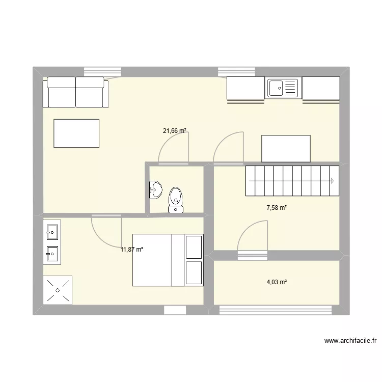 GLO. Plan de 4  et 45 m²