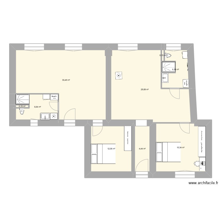 retzidence RDC. Plan de 9 pièces et 108 m2