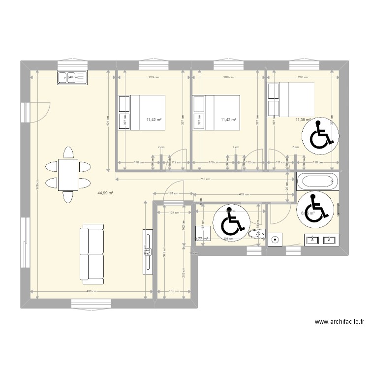 Projet Locatif. Plan de 6 pièces et 96 m2