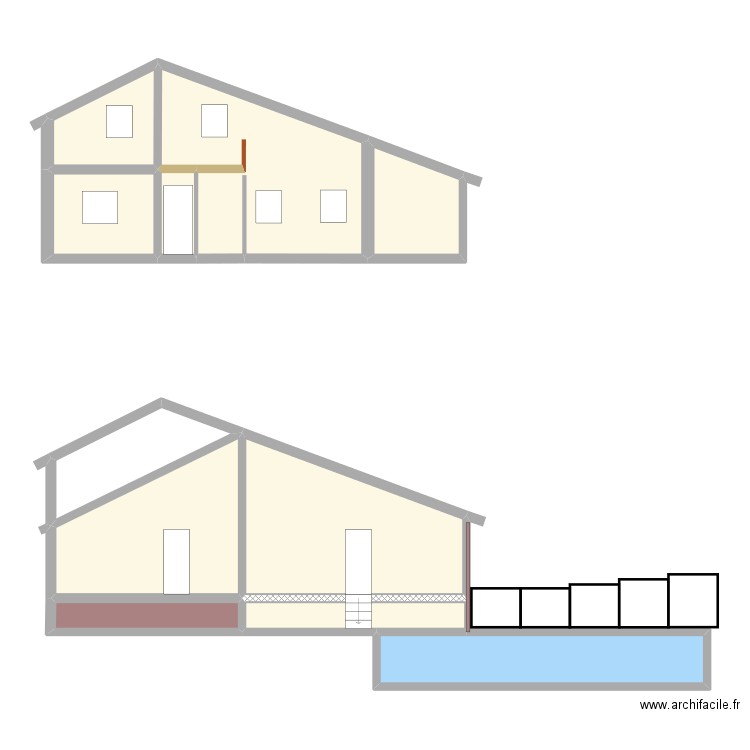 PLAN COUCOURON COUPE. Plan de 11 pièces et 126 m2