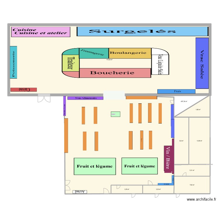 BIOCOOP. Plan de 9 pièces et 225 m2