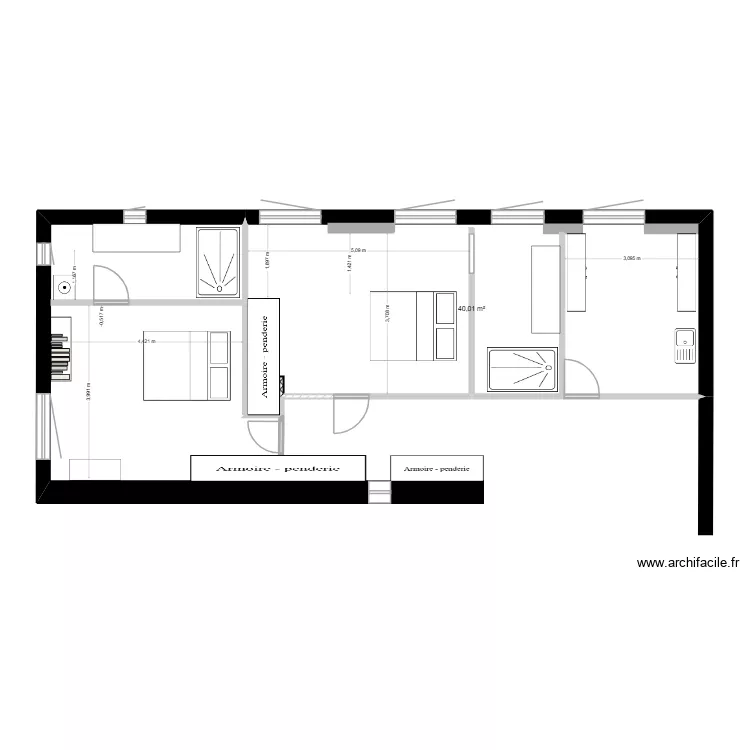 MAS 2. Plan de 1  et 40 m²