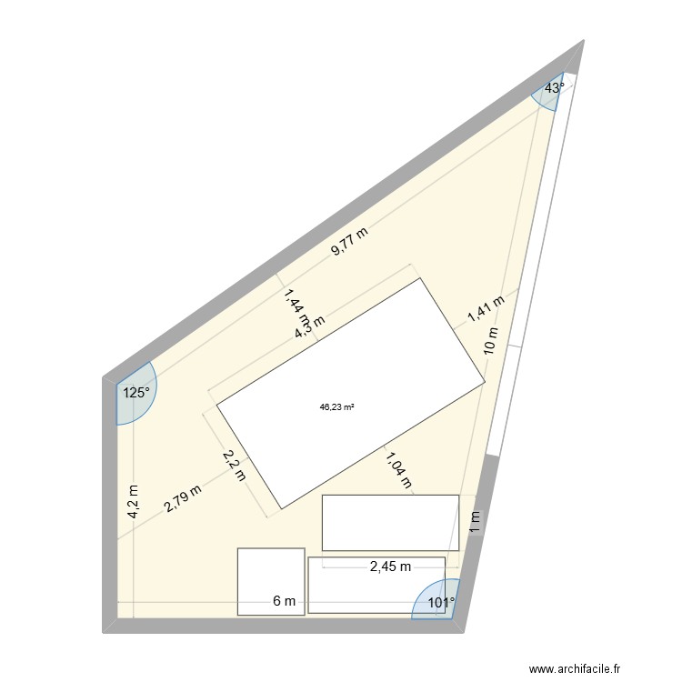 Plan balnéo2. Plan de 1 pièce et 46 m2