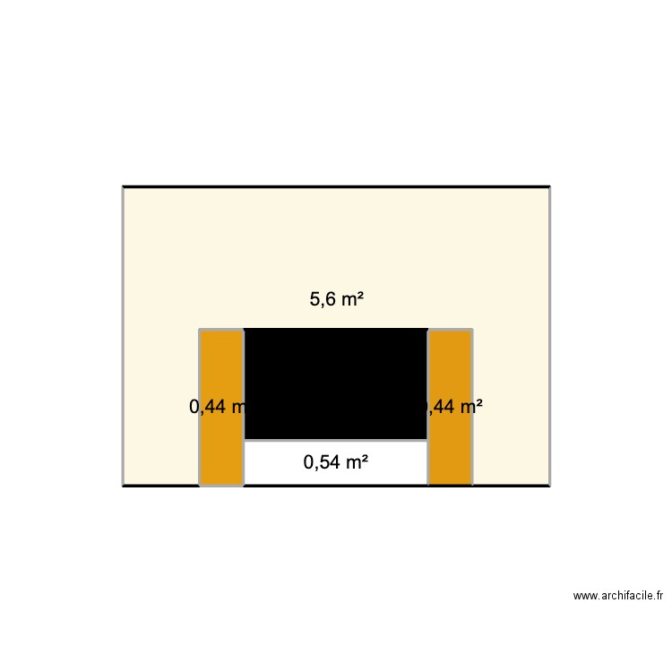 Bibliothèque TV gauche. Plan de 5 pièces et 8 m2