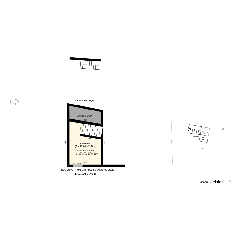 petit mai. Plan de 2 pièces et 16 m2