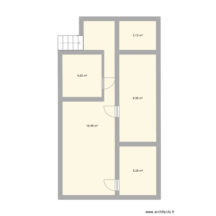 Trano andohalo HAFA. Plan de 5 pièces et 41 m2