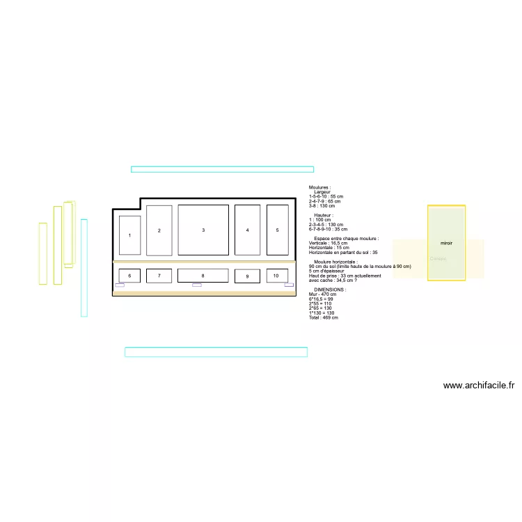 MOULURES N&deg;13 - Mod&egrave;le mur canap&eacute; - VF. Plan de 