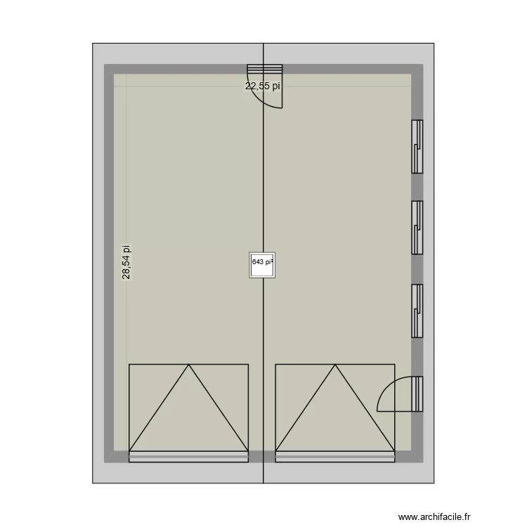 garage. Plan de 1  et 60 m²