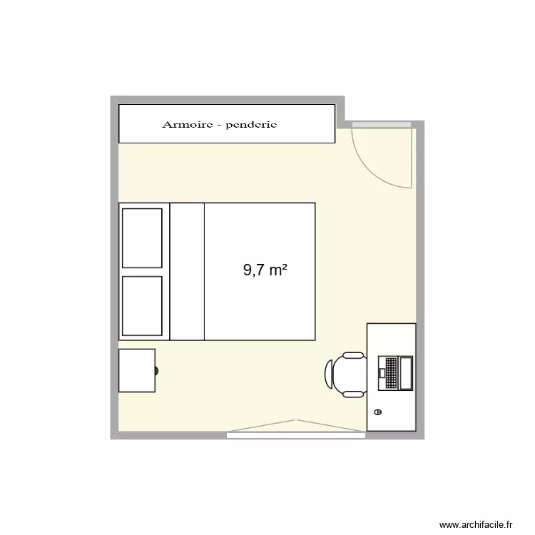 chambre Faustine. Plan de 1  et 10 m²