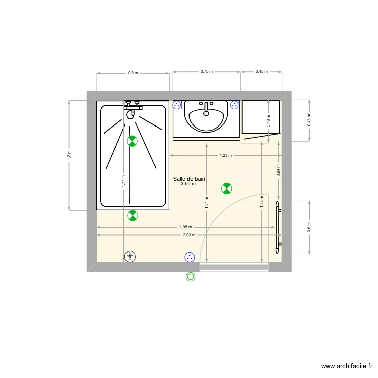 Salle de Bain Le Cannet. Plan de 1 et 4 m² Salle de Bain Le Cannet. Plan de 1 et 4 m²